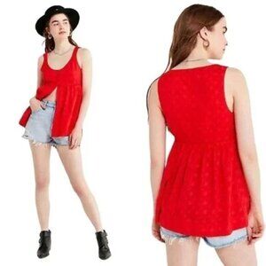 Urban Outfitters Embroidered Red Blouse